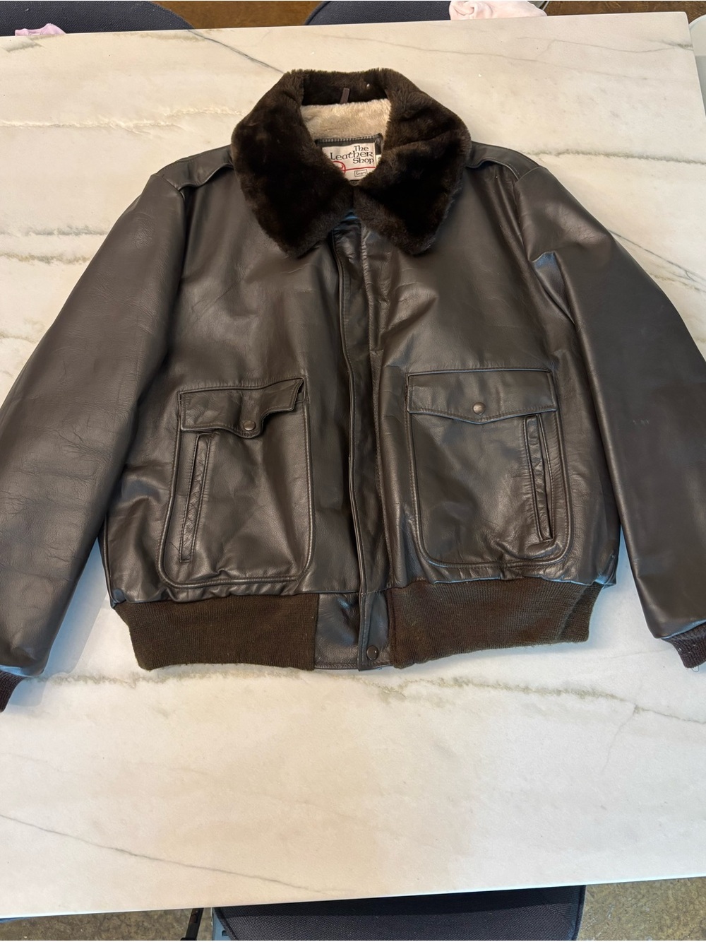 Vintage Sears Leather Shop Brown Bomber Jacket Mens Sz 52 Tall Top Gun
Maverick